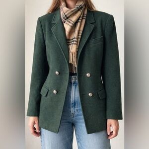 Vintage Henry White Dublin Wool Cashmere Blazer – Dark Green – USA 8